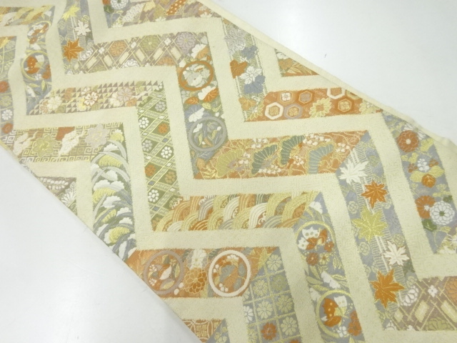 JAPANESE NAGOYA OBI / WOVEN FLORAL PLANTS